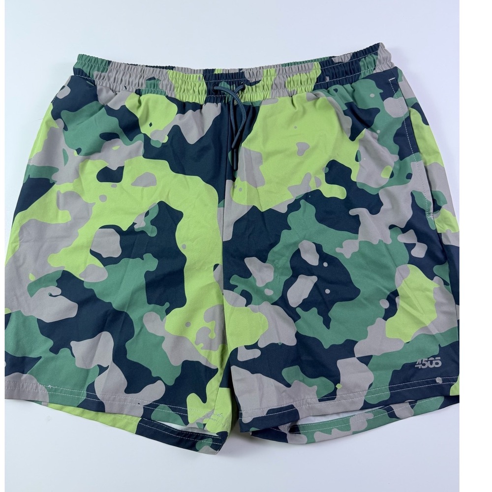 ASOS 4505 Mens Swim Trunks Shorts Green Grey Camouflage Mesh Lined Large